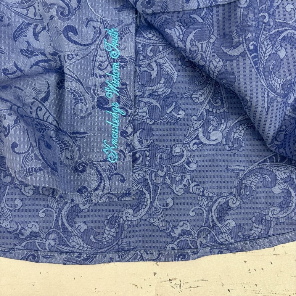 Robert Graham Paisley Shirt Mens L Blue Button-Up Long Sleeve Contrast Cuff - Picture 6 of 10